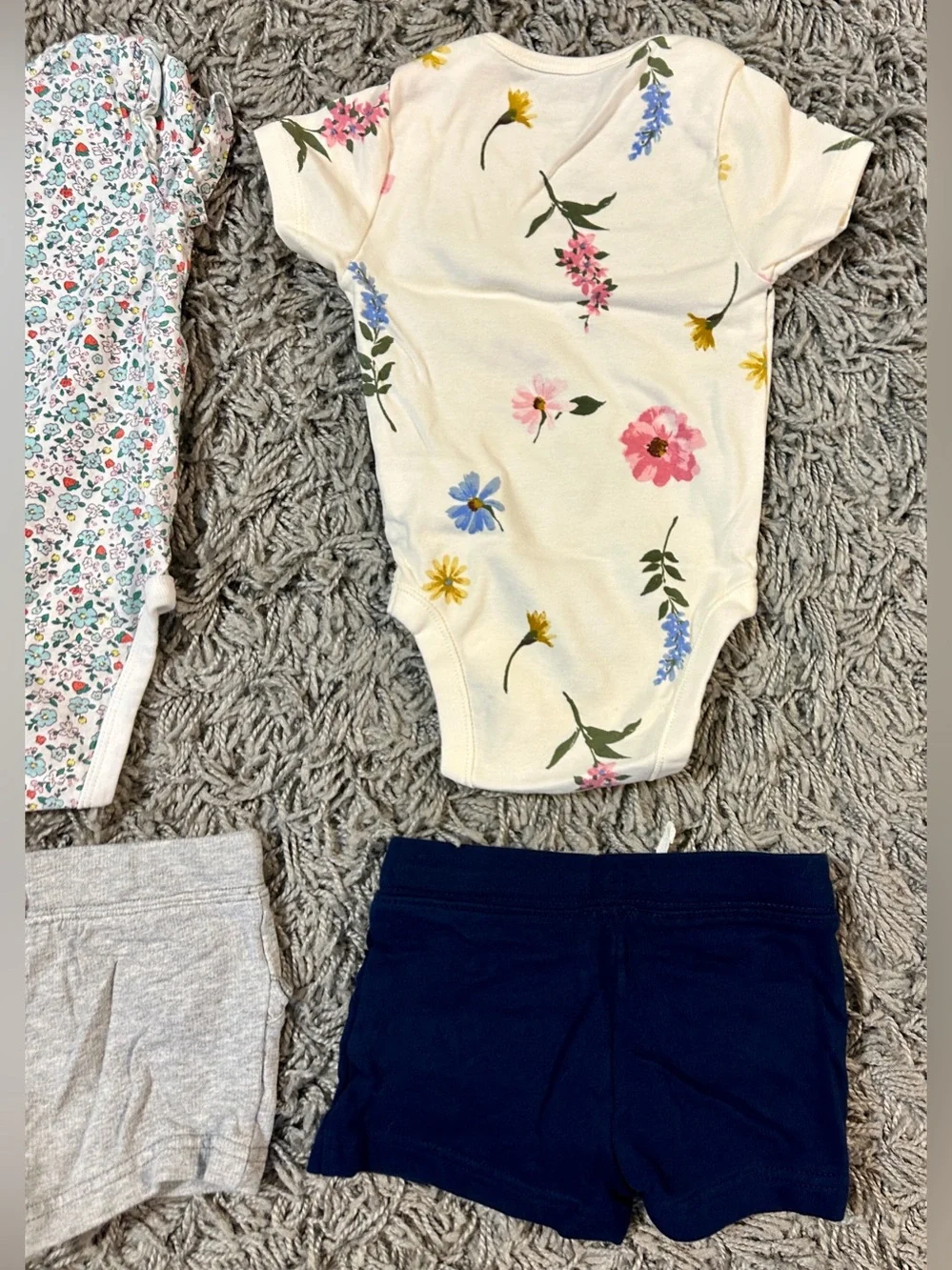 Carter's White Short Sleeve Baby Bodysuit with Pink Trim
